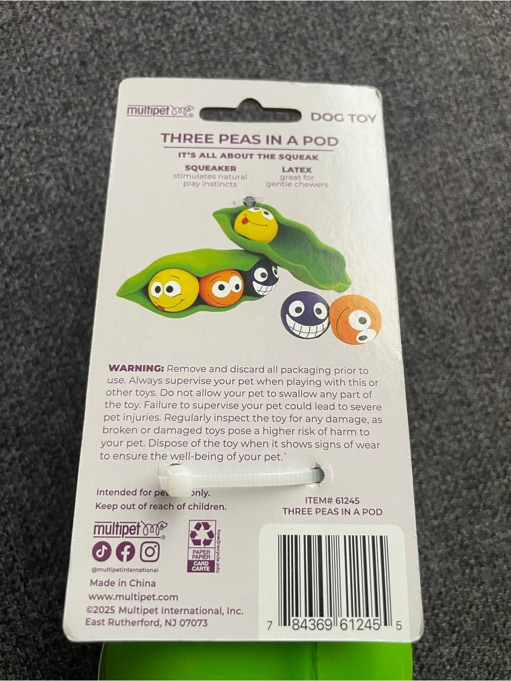 Multiple Green Peapod with 3 Squeaky Balls Dog Toy